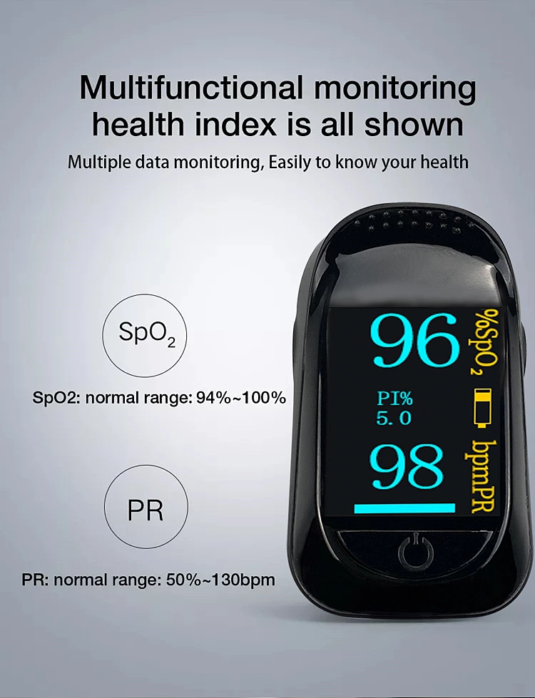 Portable Fingertip Pulse Oximeter OEM Support blood oxygen measurement For Sale