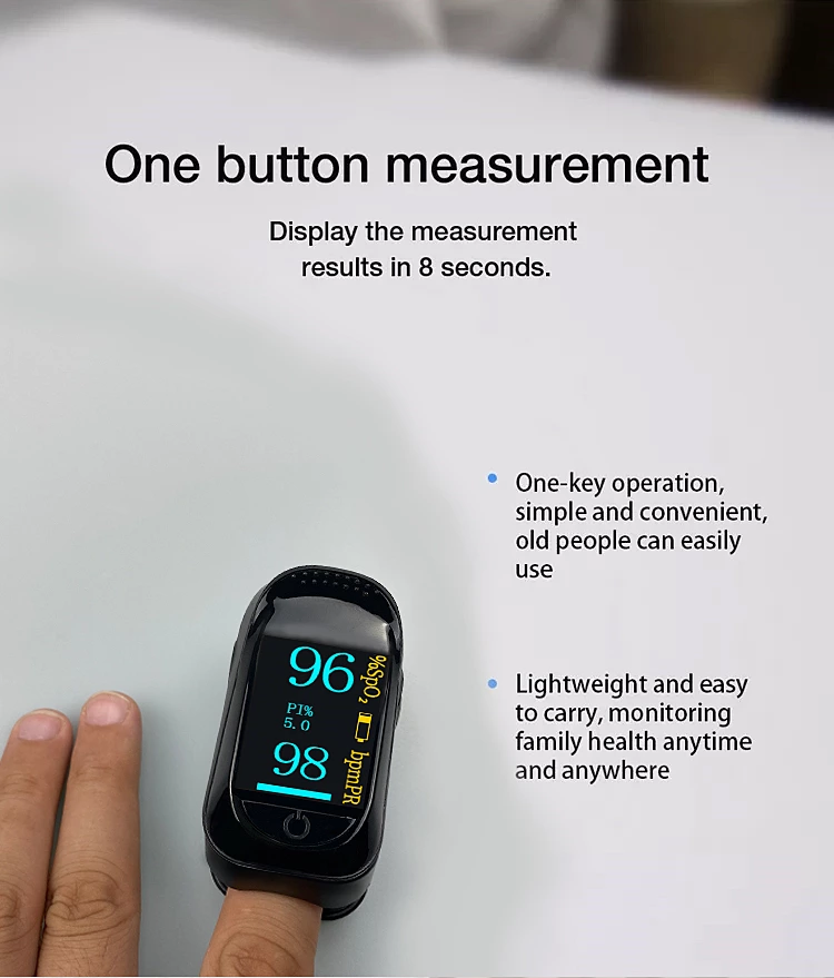 Portable Fingertip Pulse Oximeter OEM Support blood oxygen measurement For Sale