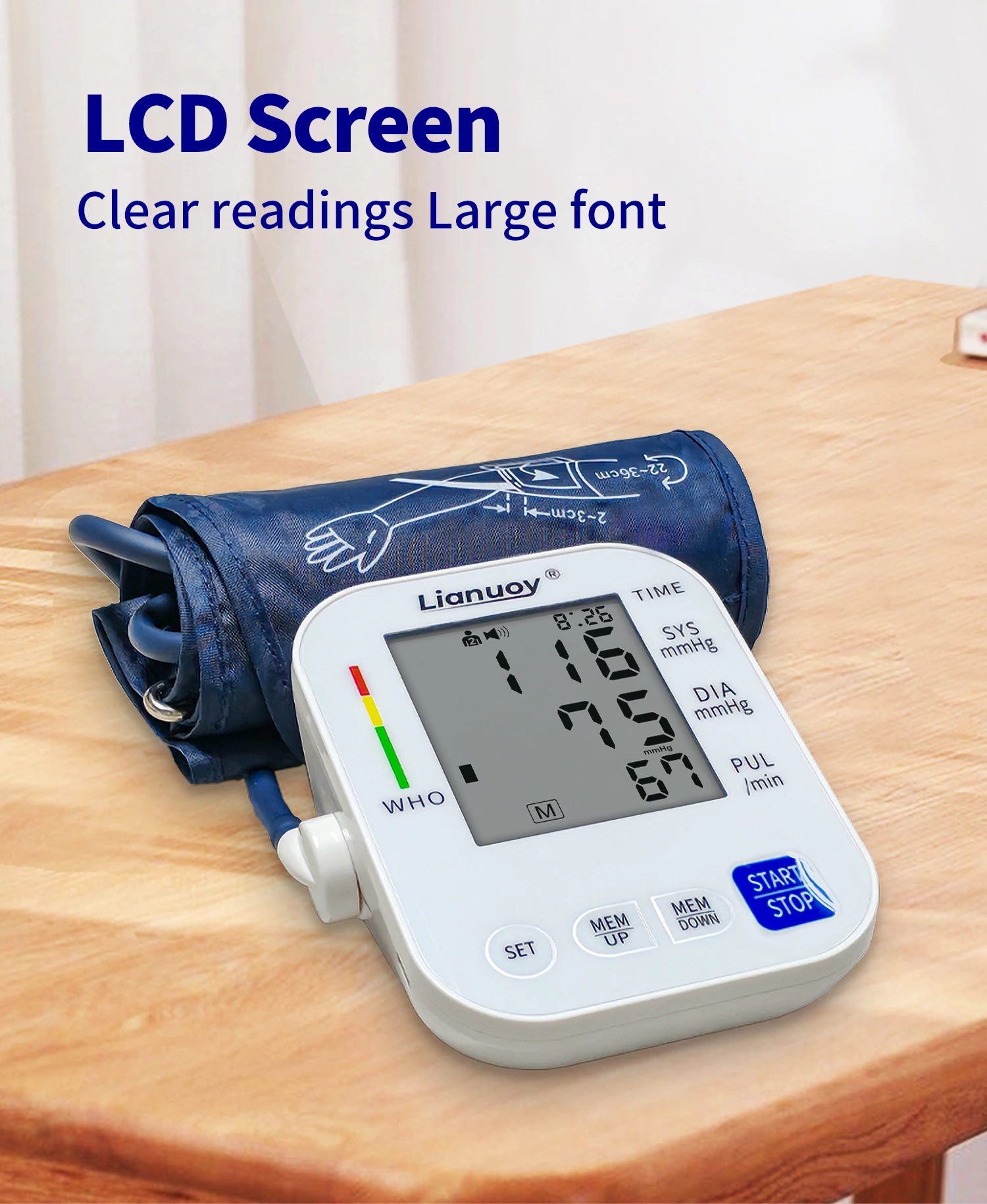 Upper arm blood pressure monitor