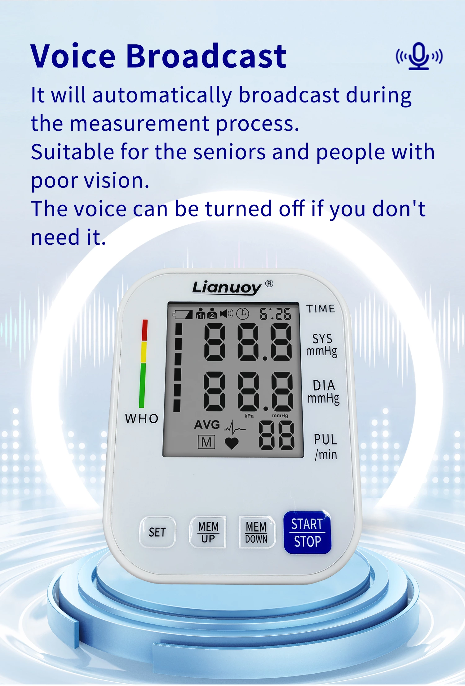 Upper arm blood pressure monitor