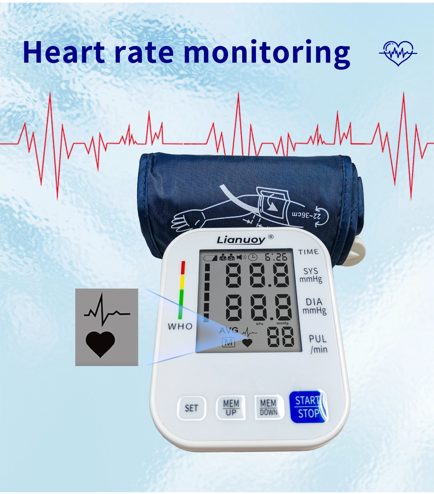 Upper arm blood pressure monitor