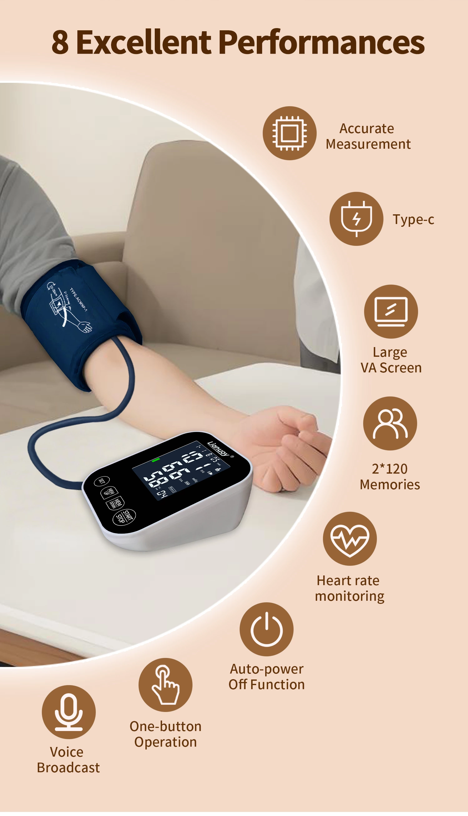 Home electronic blood pressure monitor