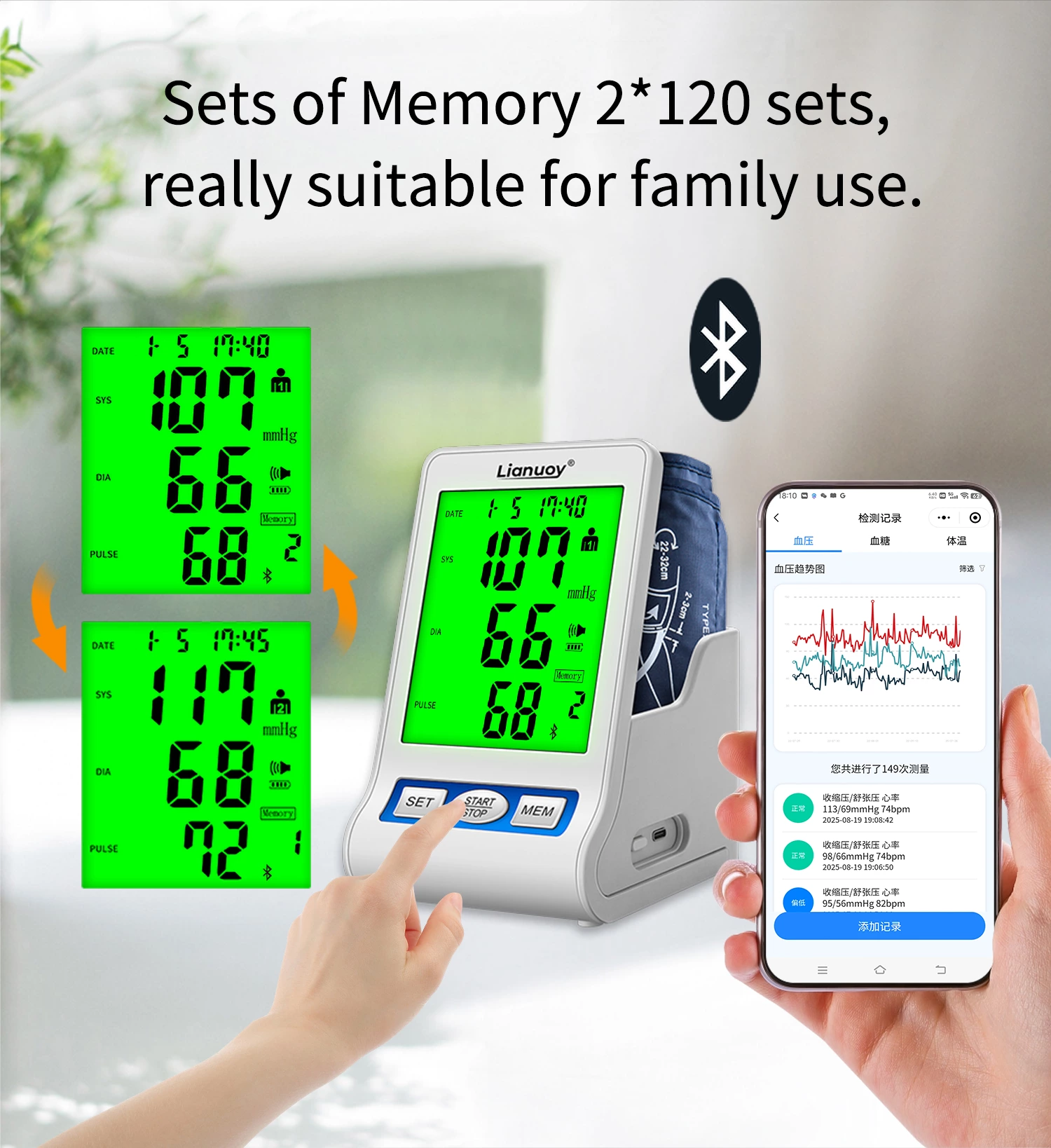 Bluetooth Arm Blood Pressure Monitor
