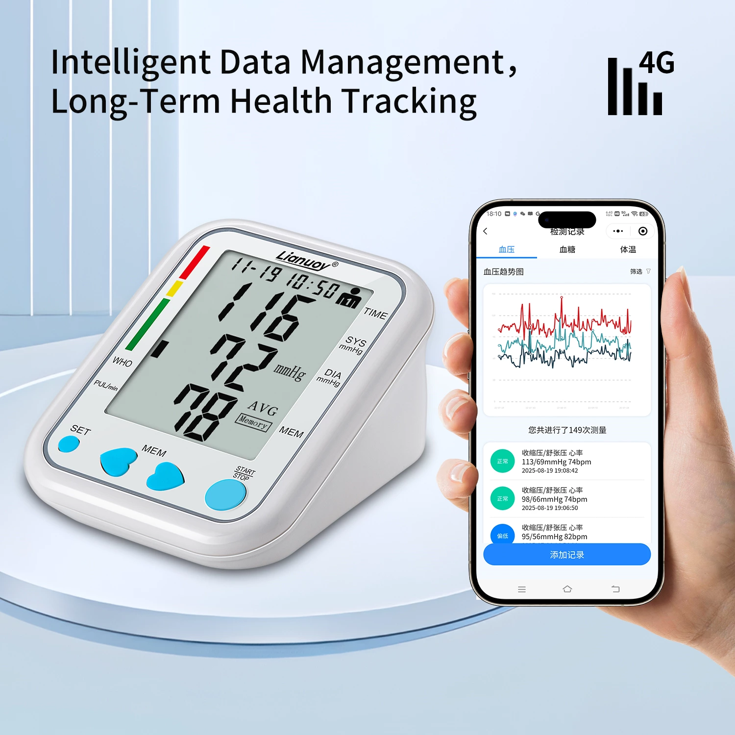 4G Upper Arm Blood Pressure Monitor