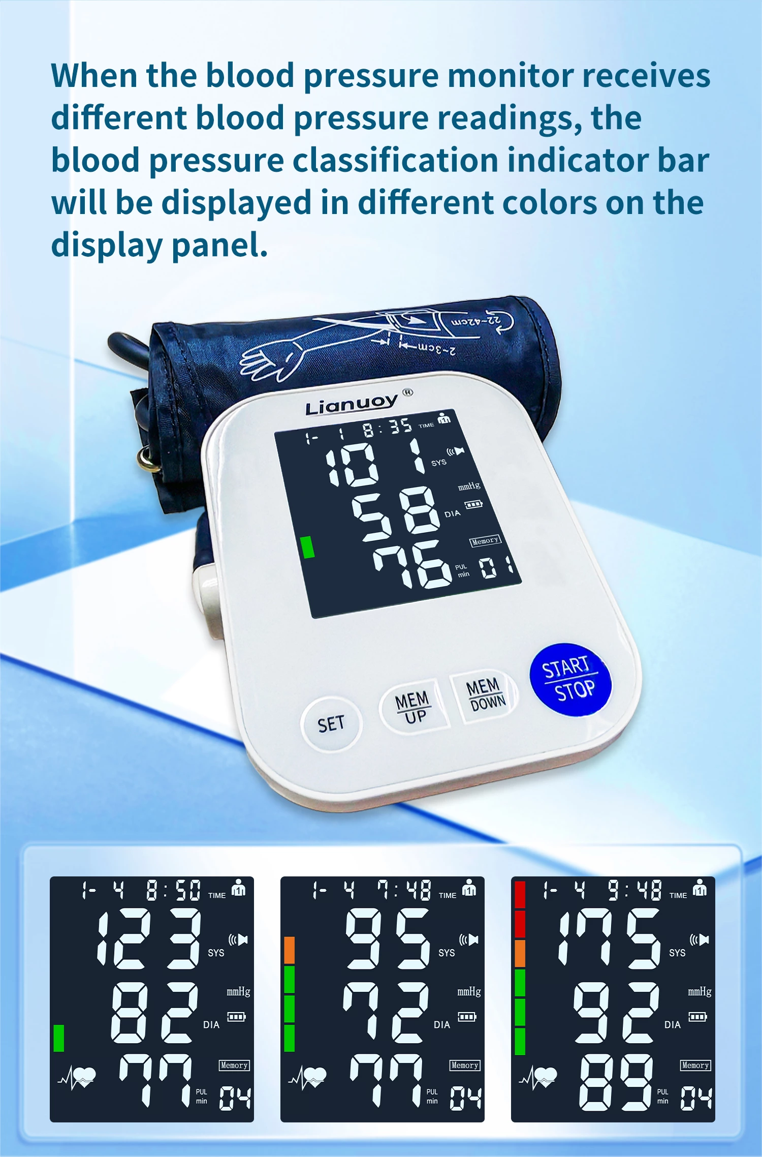 Arm electronic blood pressure monitor