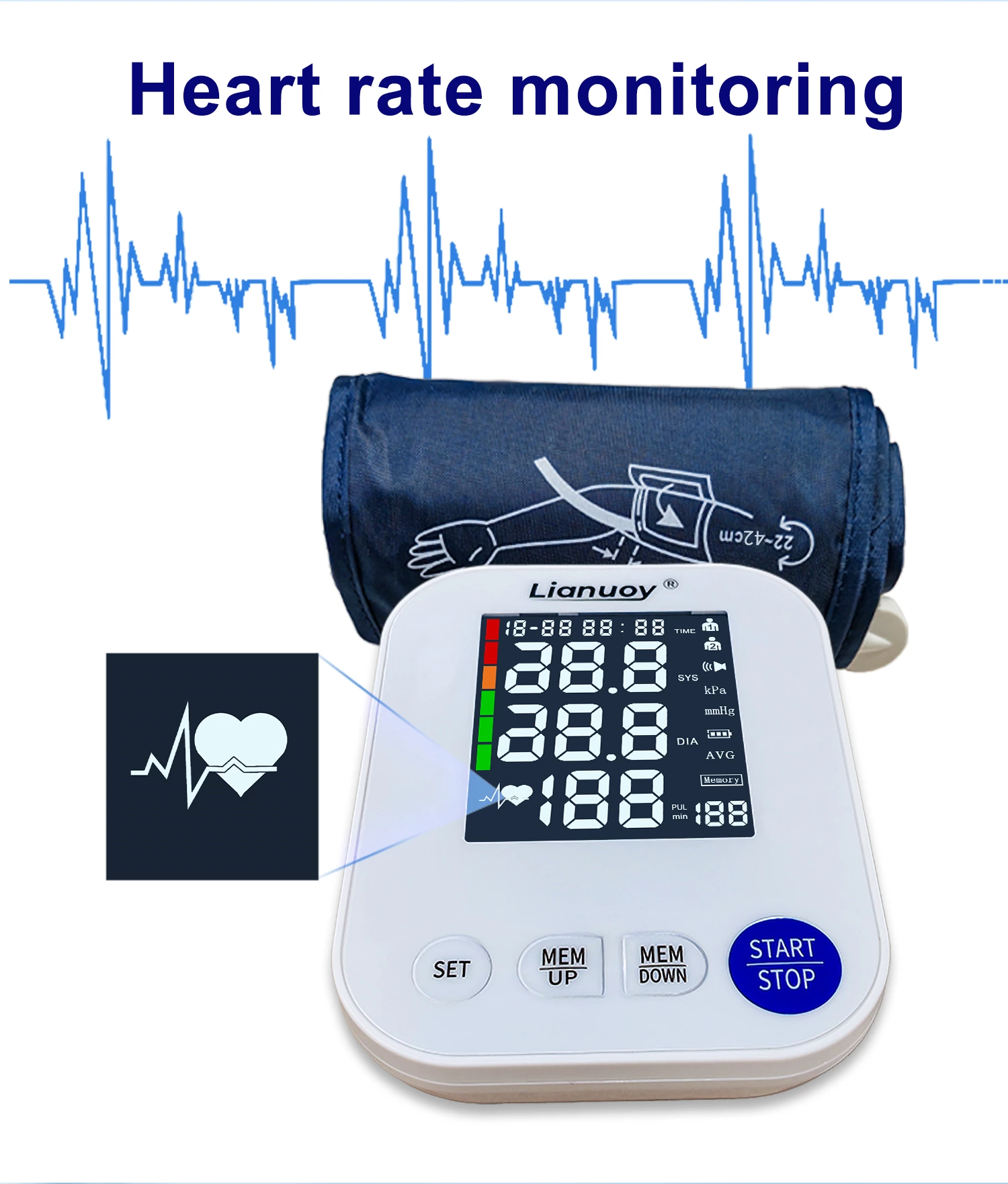 Arm electronic blood pressure monitor