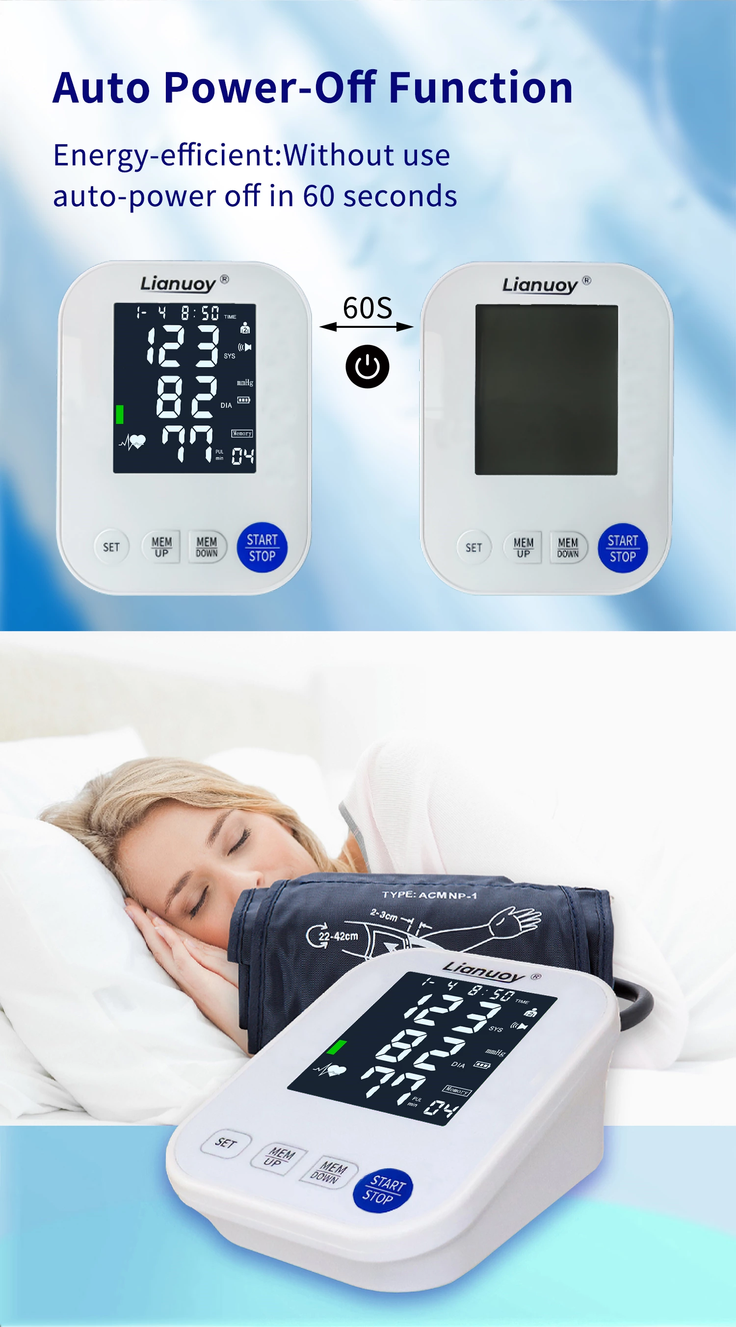 Arm electronic blood pressure monitor