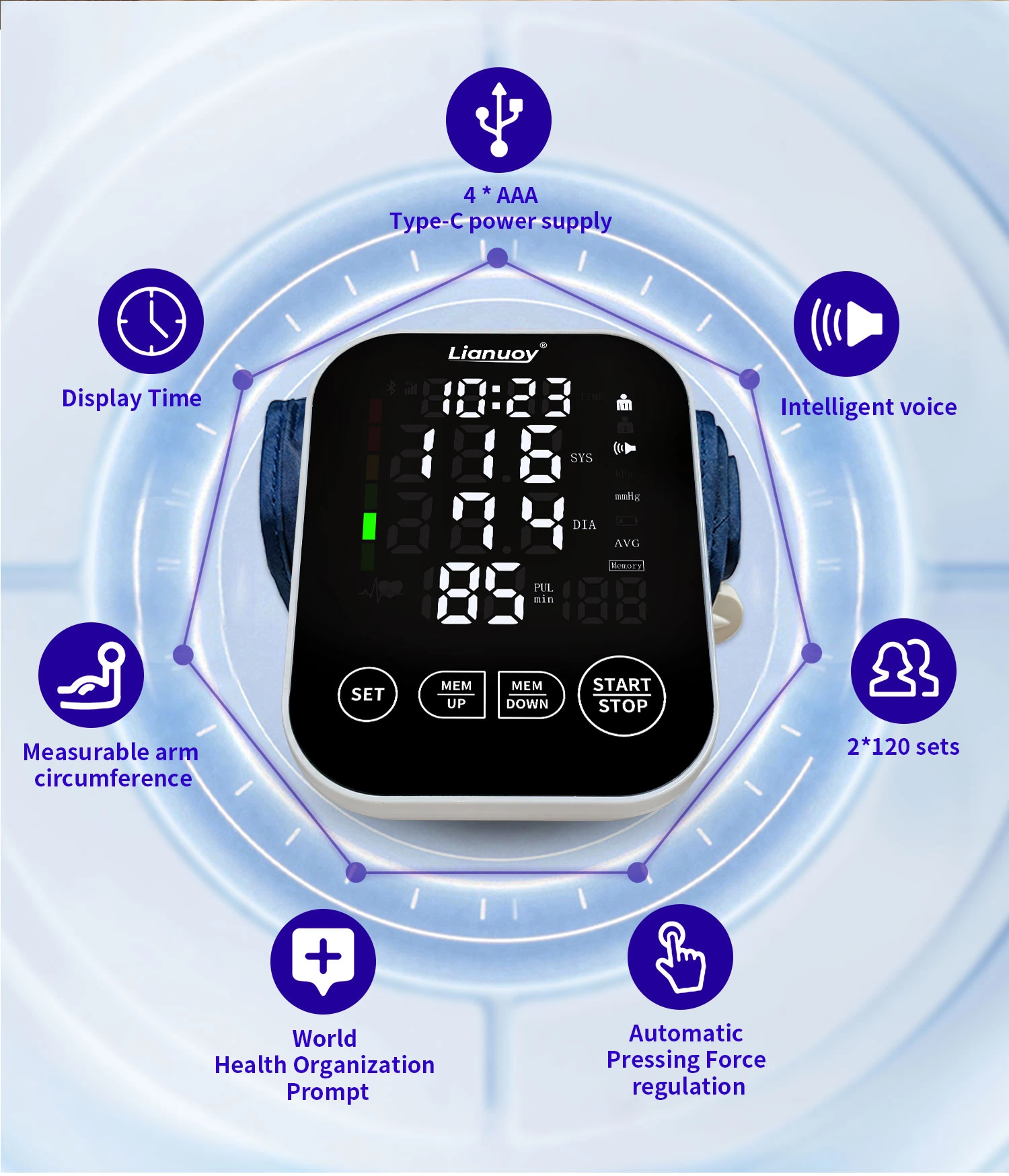 LED Arm Blood Pressure Monitor